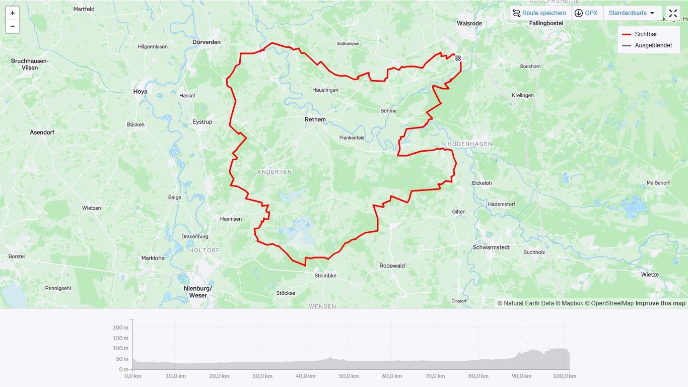 Strava Karte und Höhenprofil